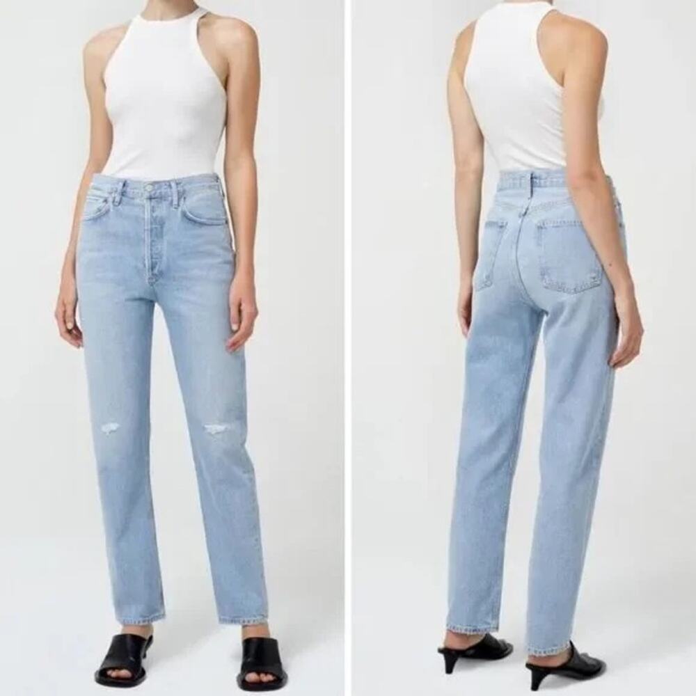 AGOLDE 90s Pinch Waist Flashback High Rise Straight Leg Light Wash 32 NWT